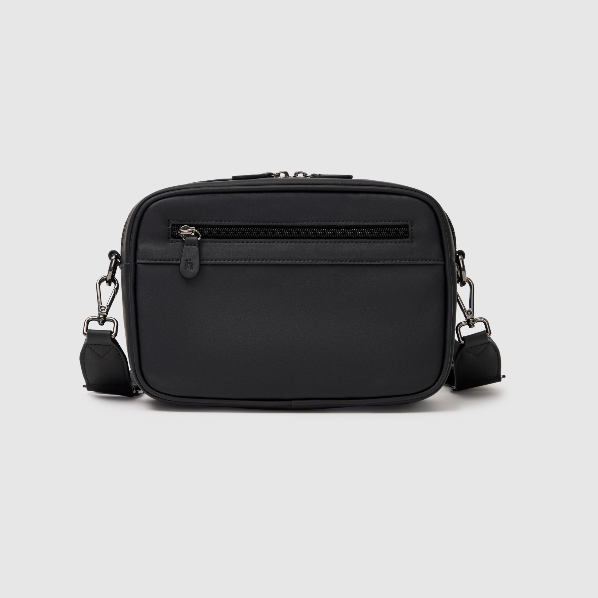 black pineapple leather crossbody baby bag with wipes dispenser back view